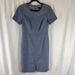 Banana Republic Wool Blend Dress Women's 6 Blue Short Sleeve Zip Back Lined